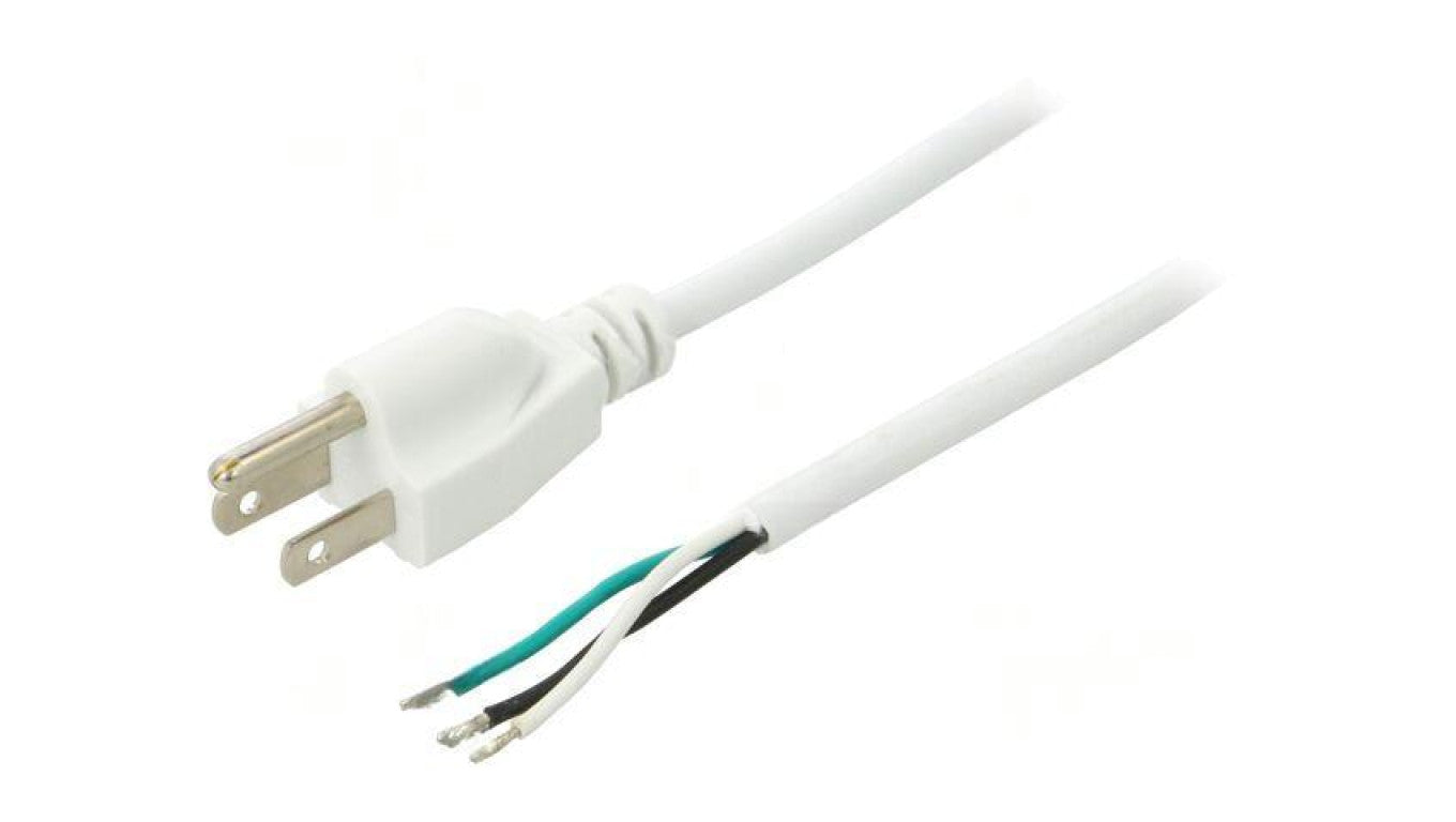 Kabel: 3x18AWG, NEMA 5-15 (B) wtyk, 2m, 10A LT202 3XAWG18 105E.C 2.0M WHT