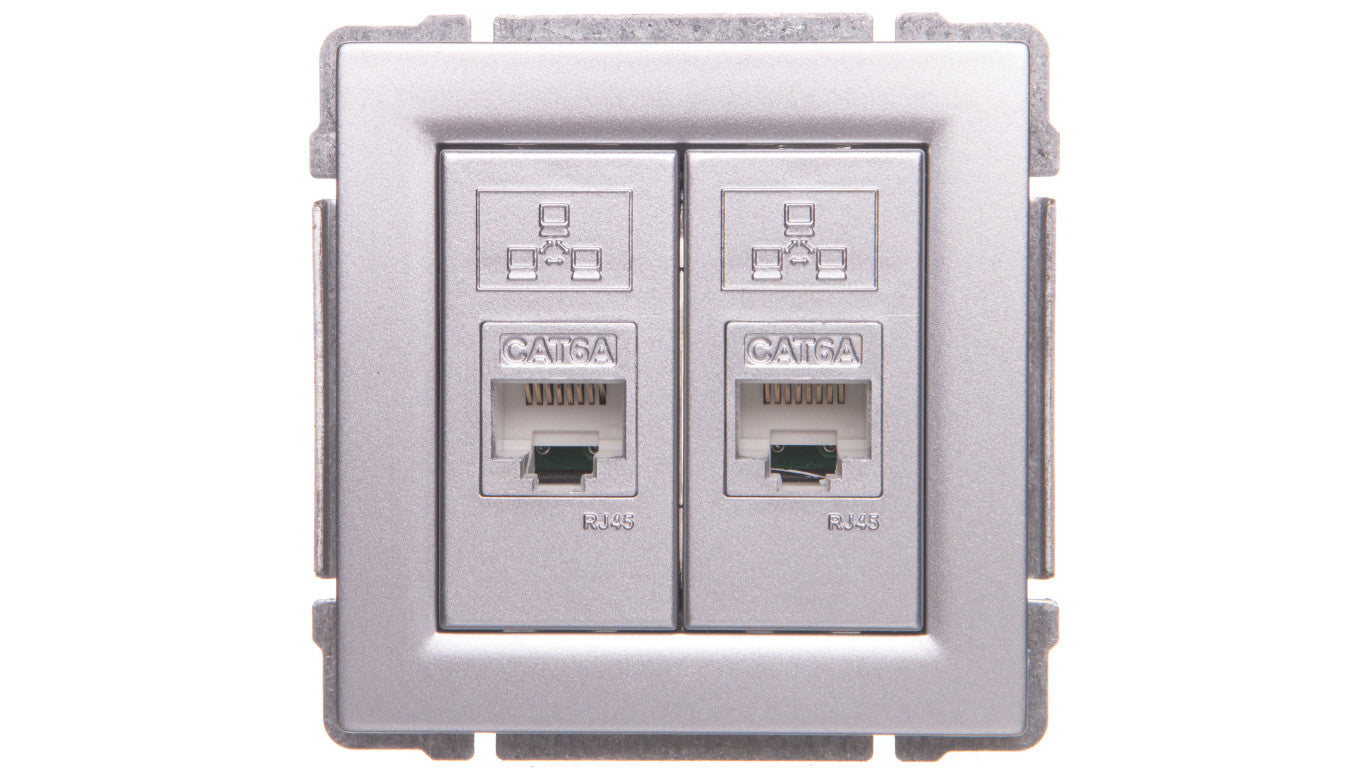 KOS66 Gniazdo komputerowe podwójne 2xRJ45 kat.5e nieekranowane aluminium 664067