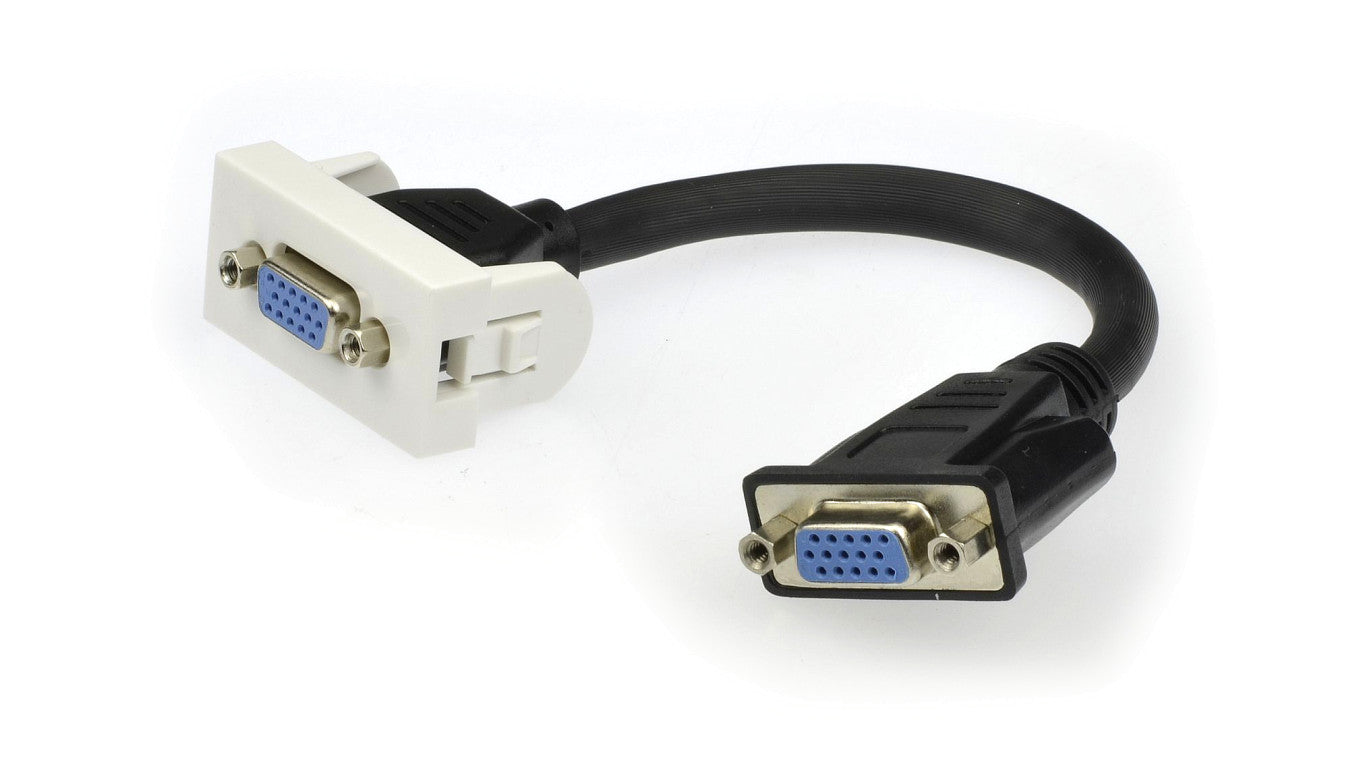 Gniazdo monitorowe SVGA 15pin z przewodem 20cm moduł 1M 22,5x45 biały HQ Mediabox