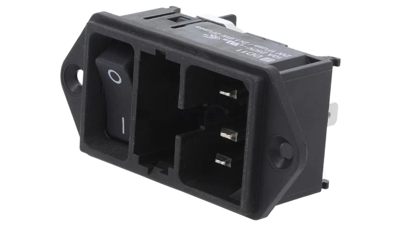Złącze zasilające AC gniazdo męskie 10A 250VAC C14 (E) DD11 DD11.0121.1110