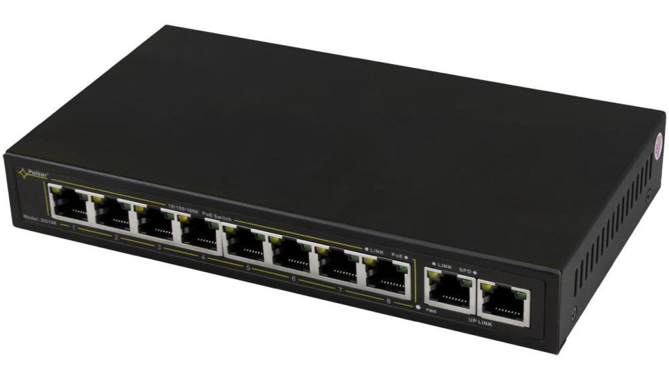 SWITCH POE PULSAR SG108 10-PORTÓW (8xPoE + 2xUPLINK)