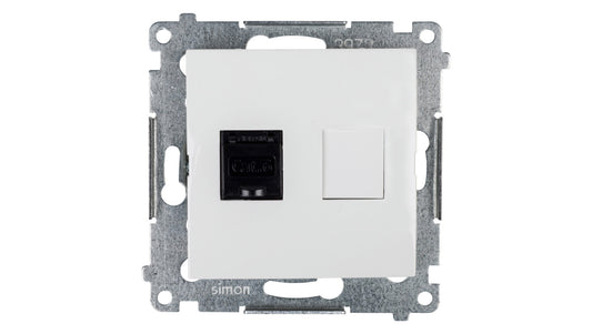 Simon 54 Gniazdo komputerowe pojedyncze RJ45 kat.6 z przesłoną białe D61.01/11