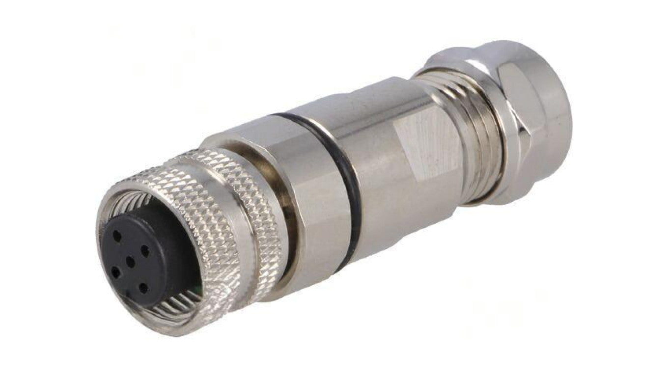 Złącze M12 wtyk PIN: 5 żeńskie 60V proste IP67 lutowanie 4A PXMBNI12FBF05ASCPG7