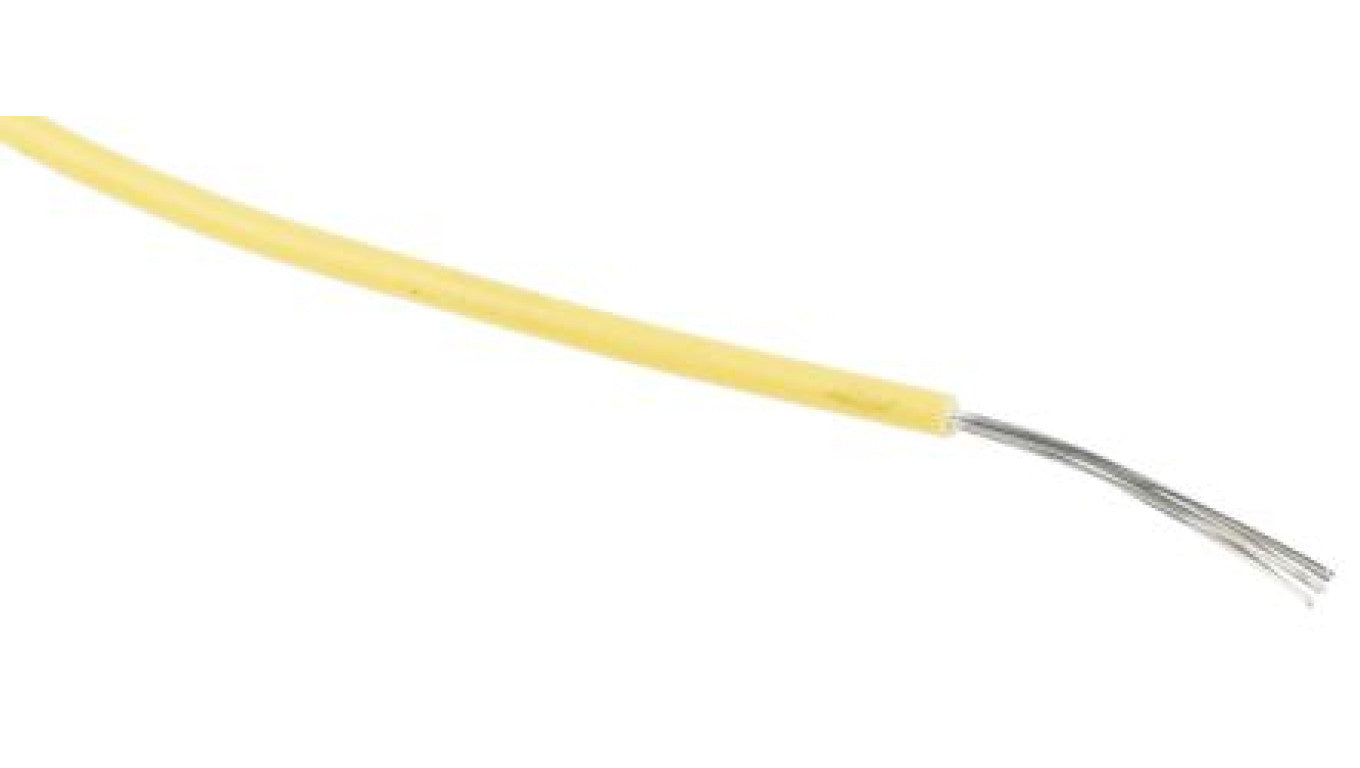 Przewód jednożyłowy linkowy, Przewód instalacyjny, 0,08 mm², 7/0,12 mm, 28 AWG, MPPE, 600 V, Żółty, dł. 100m, RS PRO