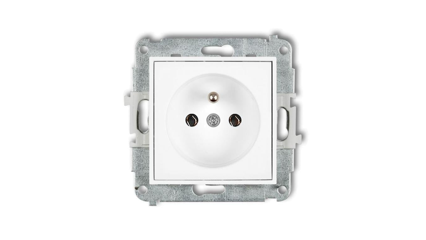 MINI Mechanizm gniazda pojedynczego z uziemieniem 2P+Z (bez przesłon torów prądowych) biały mat 25MGP-1z