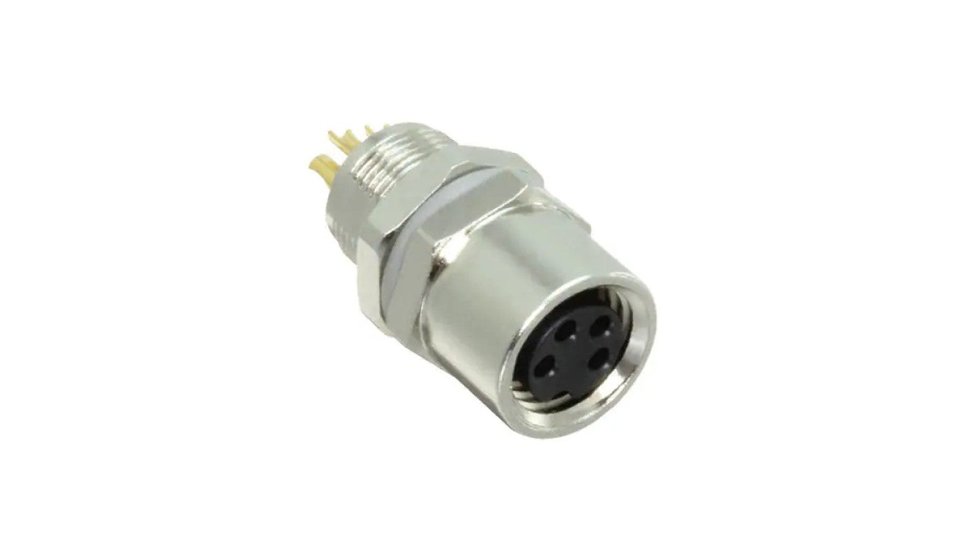 Złącze okrągłe M8 żeńskie proste montaż THT 4-PIN 30V T4033014041-000