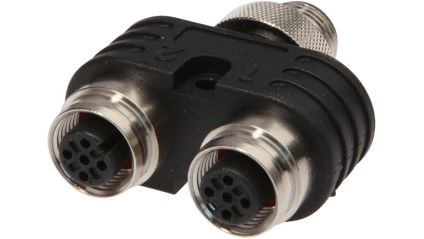 Rozdzielacz, 2x M12 4-PIN, M12 5-PIN, gniazdo Czujnika/aktuatora z przewodem uziemiającym VK000043