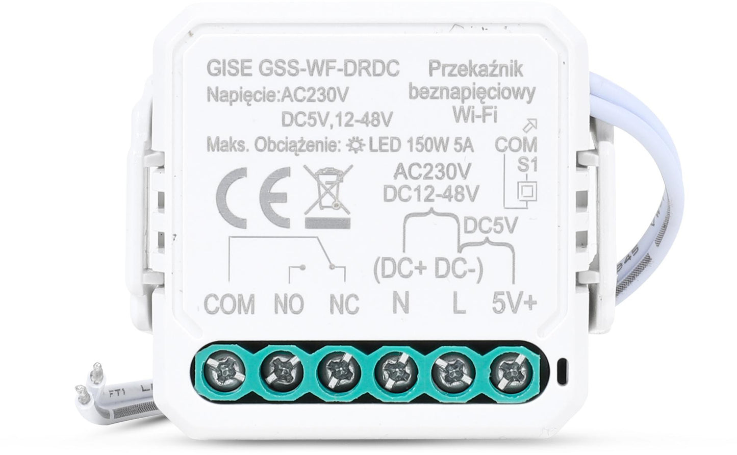 GISE Smart Pojedynczy moduł przekaźnikowy bezpotencjałowy niskonapięciowy WiFi | Tuya | GSS-WF-DRDC