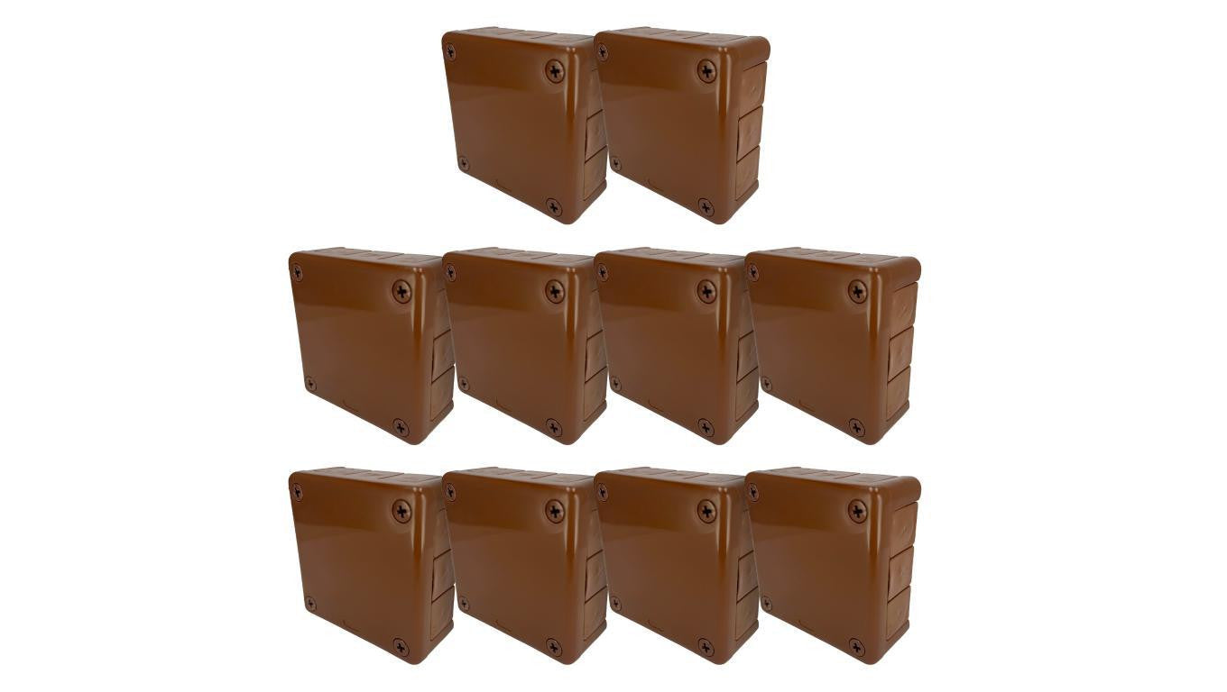 Puszka hermetyczna natynkowa 118x118x46mm 12-wlotowa z dławikami gumowymi IP55 zamknięcie na wkręty, brązowa EDO 10szt