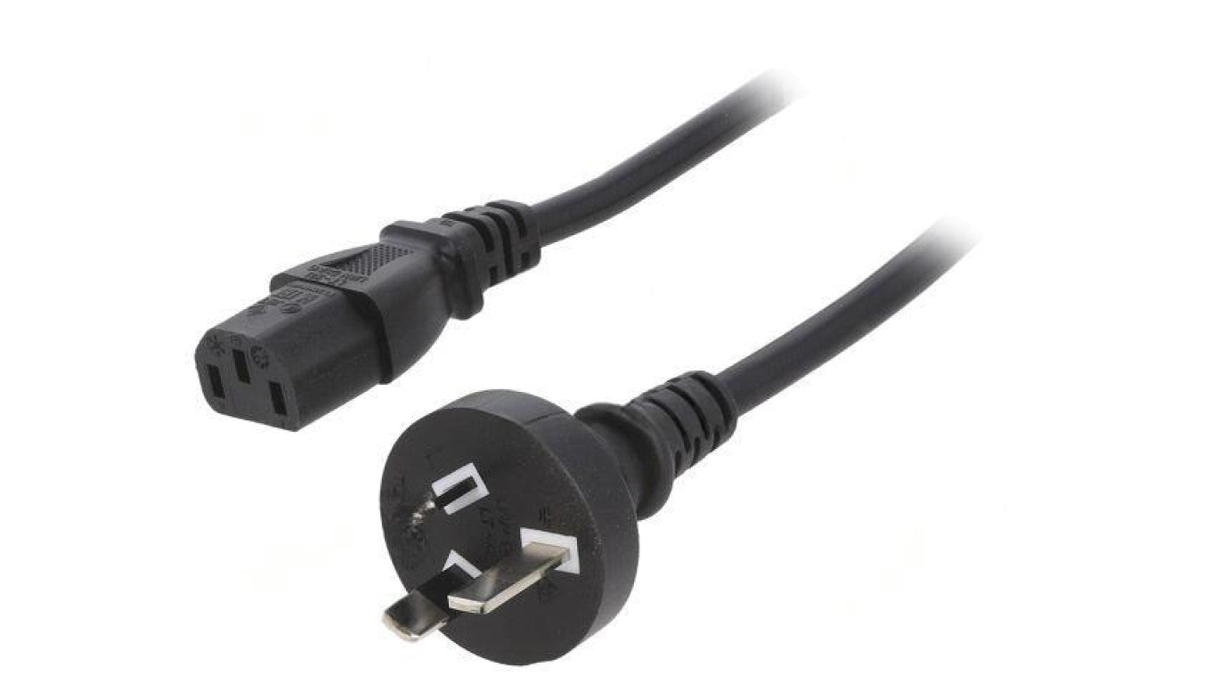 Kabel: 3x1mm2, AS/NZS 3112 (I) wtyk,IEC C13 żeński, 3m, 10A LT-423+501 H05VV-F 3X1.0 BLK 3M