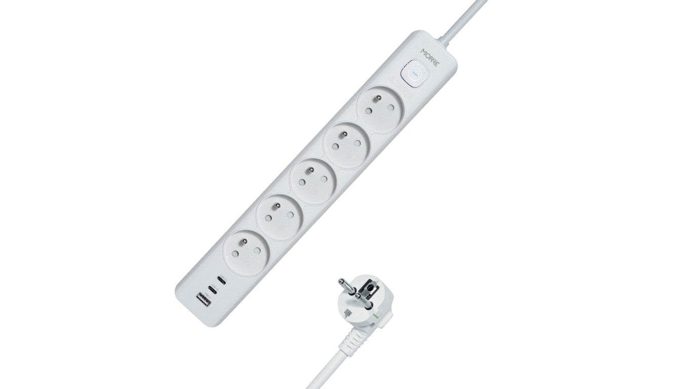 Listwa zasilająca MORRE M407 - 5 gniazd, USB-A 12W, 2xUSB-C 12W 1,5m