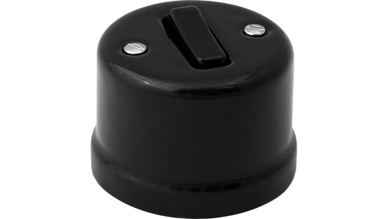 Łącznik pojedynczy natynkowy Retro ceramic 10A-250V~, czarny