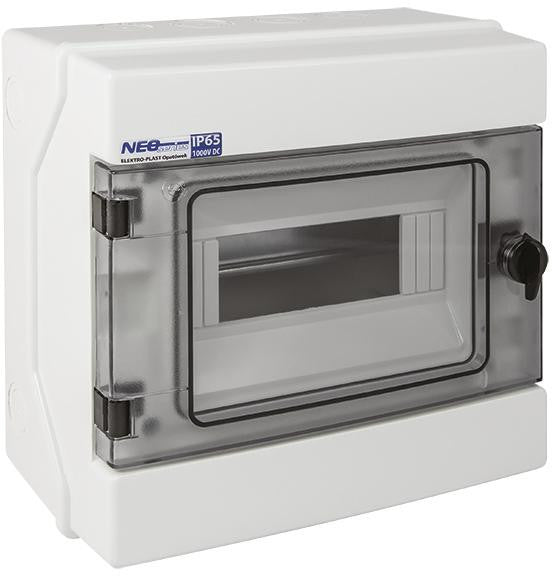 Rozdzielnica hermetyczna modułowa (500V AC, 1000V DC) 1x8 natynkowa (N+PE) IP65 RH-8 ELEKTRO-PLAST O