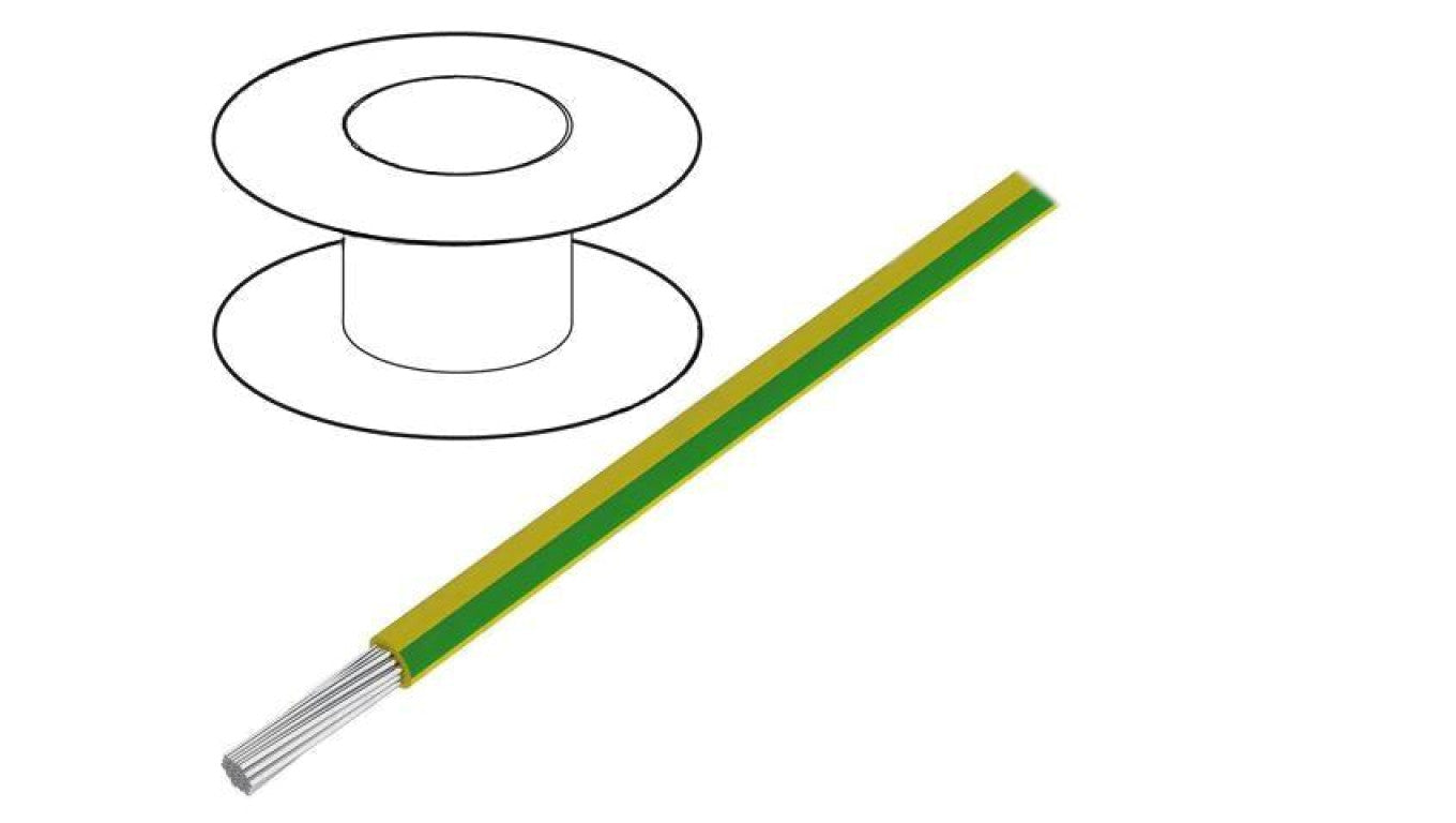 Przewód HookUp Wire linka Cu d: 18AWG PVC żółto-zielony 300V 305m 3055 YG001
