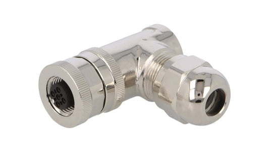 Złącze okrągłe M12 żeńskie kątowe ekranowane 5pin 60V PG9 T4112012051-000